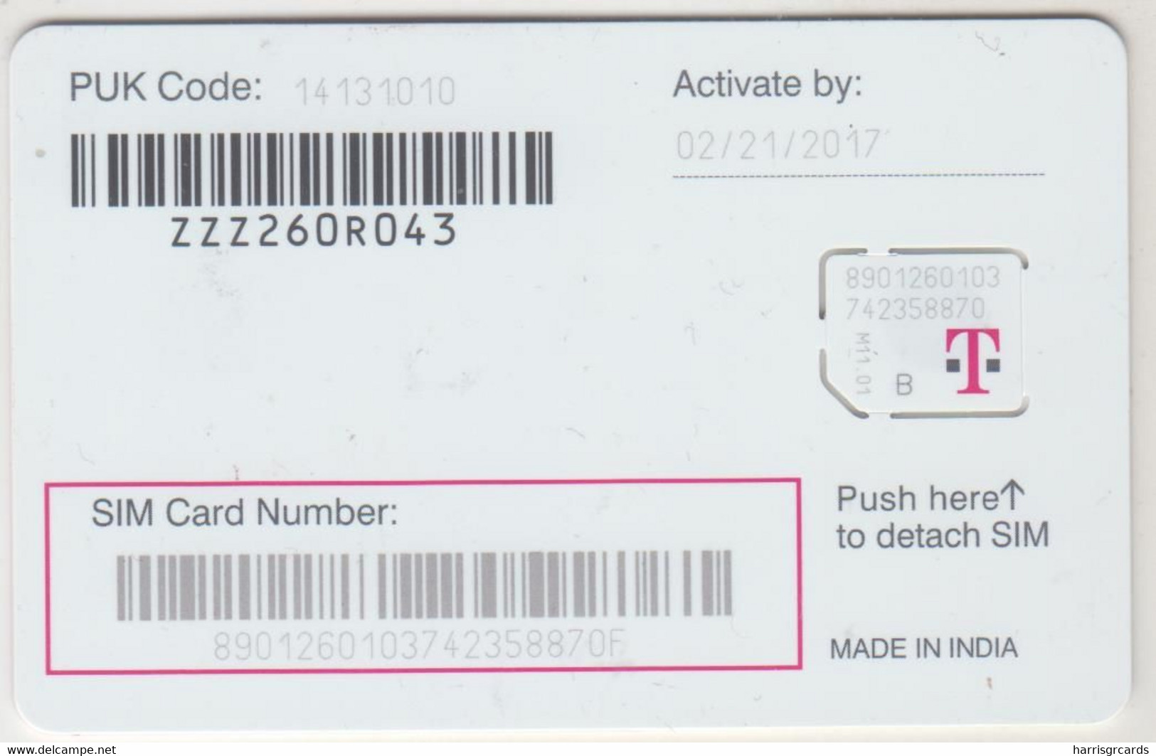 USA - T Mobile GSM Card , Mint - [2] Chipkarten