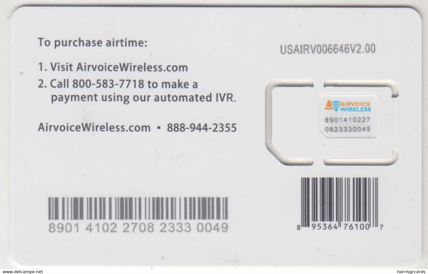 USA - Airvoice Wireless All-in-one SIMCard, Airvoice GSM Card , Mint - Schede A Pulce