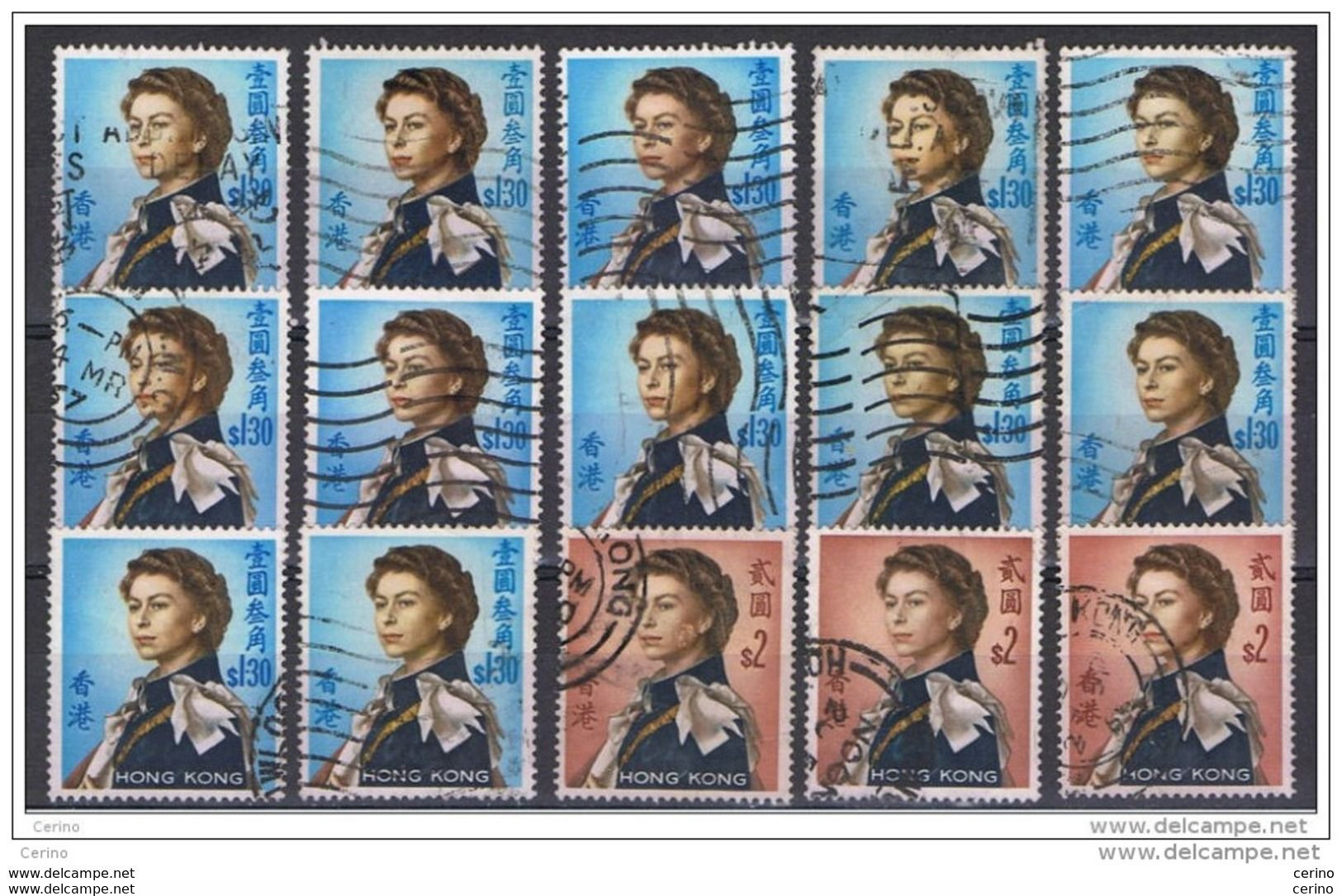 HONG-KONG:  1962/67  ELIZABETH  II° -  LOT  15  USED  REP.  STAMPS  -  YV/TELL. 204 + 205x3 - Used Stamps