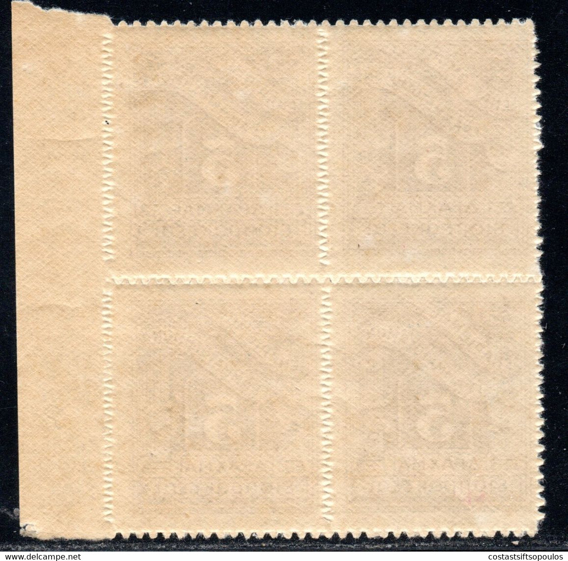 1395. GREECE.1913-1928 POSTAGE DUE. 5 DR. MNH BLOCK OF 4  VERY FINE AND FRESH. - Unused Stamps