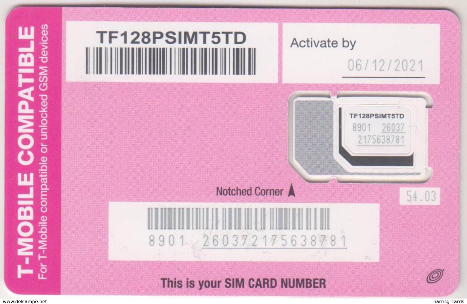 USA - T-Mobile Compatible Circles Without Text, T-Mobile GSM Card , Mint - [2] Chip Cards