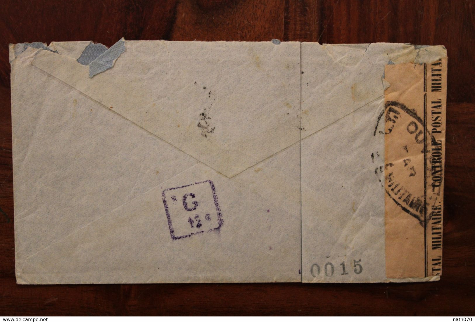 1945 Madagascar Contrôle Postal Censure Poste Aerienne Taxe Perçue Cover Air Mail Commission G12 - Lettres & Documents