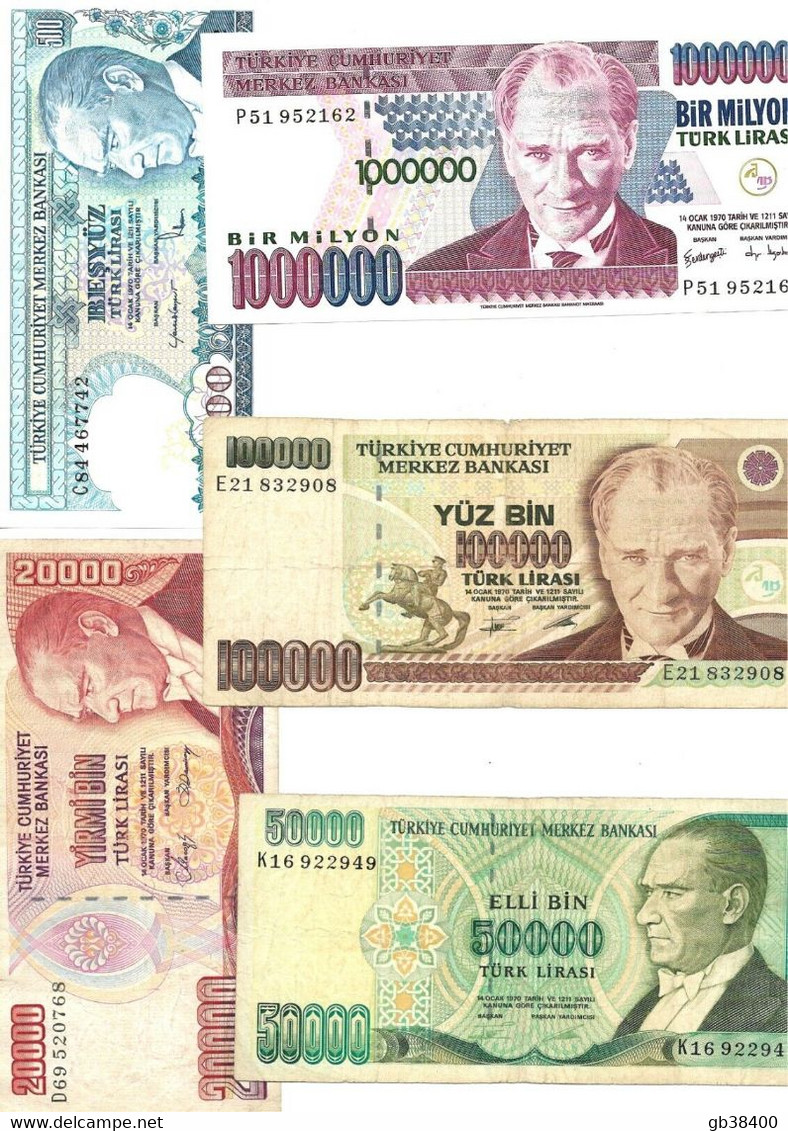 TURQUIE 5 BILLETS OCCASION REF 08.04.22 - Turquie