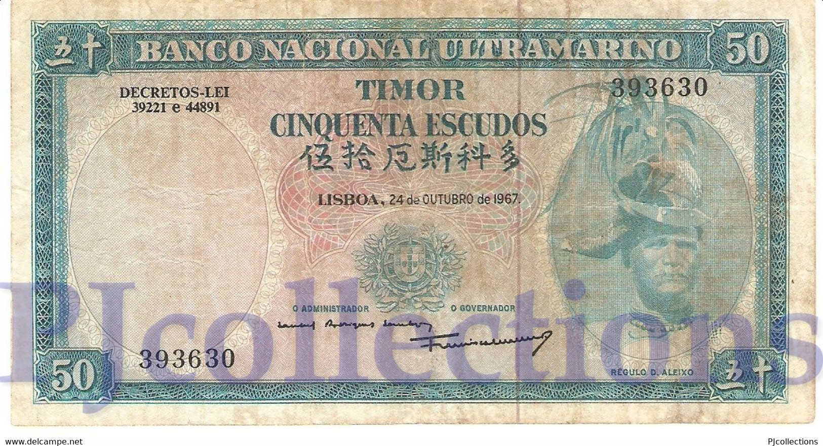 TIMOR 50 ESCUDOS 1967 PICK 27a VF - Timor