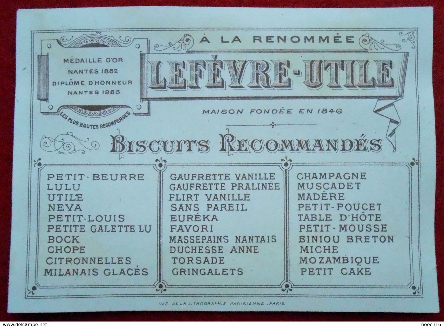 Chromo Publicité  Biscuits Lefevre-Utile / Cavaliers, Chevaux, Scène De Chasse - Lu