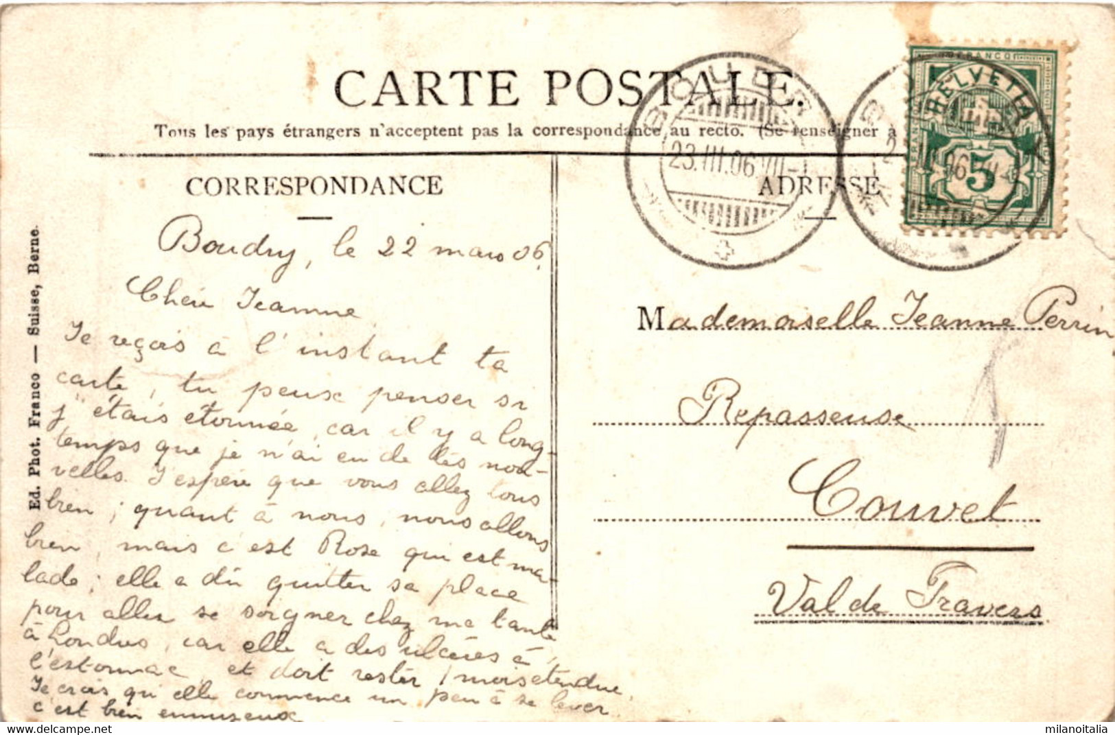 Boudry - Le Pont Du Chemin De Fer (307) * 22. 3. 1906 - Boudry