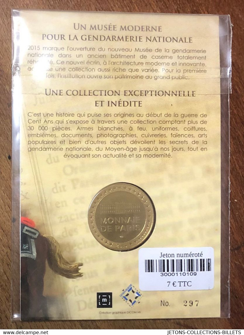 77 MELUN MUSÉE DE LA GENDARMERIE & ENCART MDP 2015 MEDAILLE MONNAIE DE PARIS JETON TOURISTIQUE MEDALS COINS TOKENS - 2015