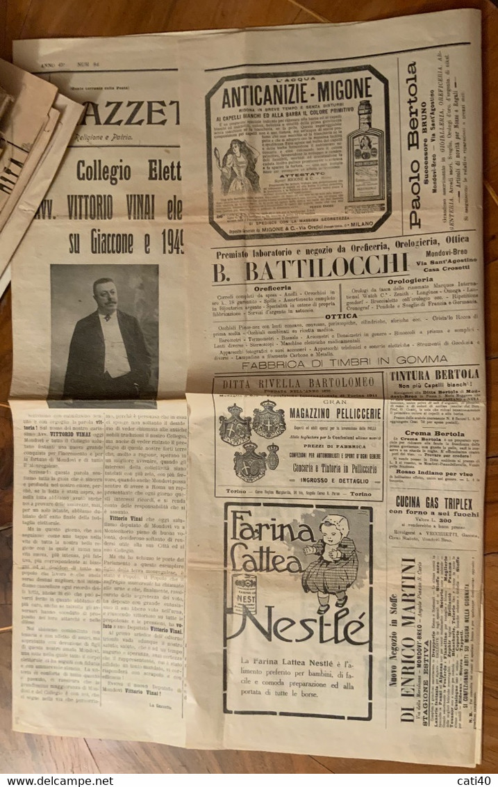 GAZZETTA DI MONDOVI' Del 29/10/1913  - NOTIZIE LOCALI I - PUBBLICITA' D'EPOCA - Da CARRU' * (CUNEO)* Annullo Su LEONI 5 - First Editions