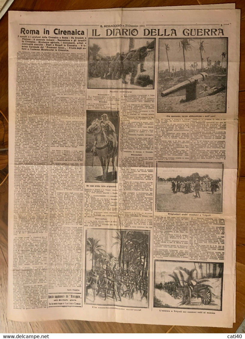 GUERRA ITALO -TURCA - GIORNALE IL MESSAGGERO Del NATALE 1911 : TUTTA L'ITALIA..SALUTA I COMBATTENTI NELL'AFRICA MEDITE - First Editions