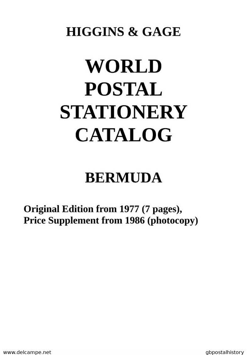 Higgins & Gage WORLD POSTAL STATIONERY CATALOG BERMUDA (PDF-File) - Sonstige & Ohne Zuordnung