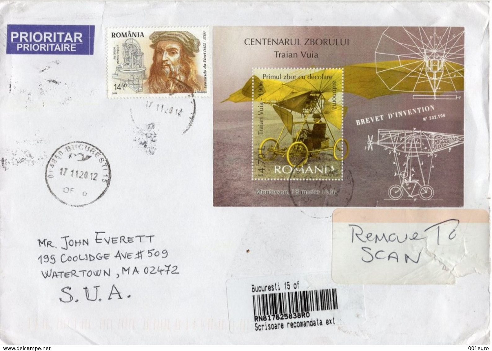 ROMANIA: Big Cover Returned From U. S. A. - Registered Shipping! - Storia Postale