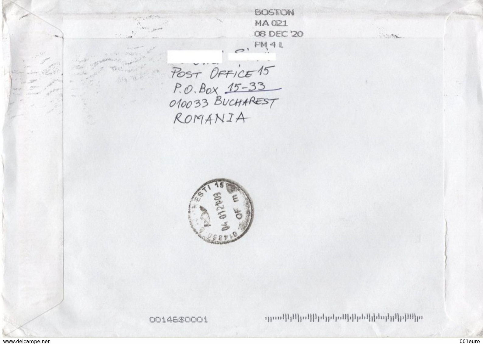 ROMANIA: Big Cover Returned From U. S. A. - Registered Shipping! - Storia Postale