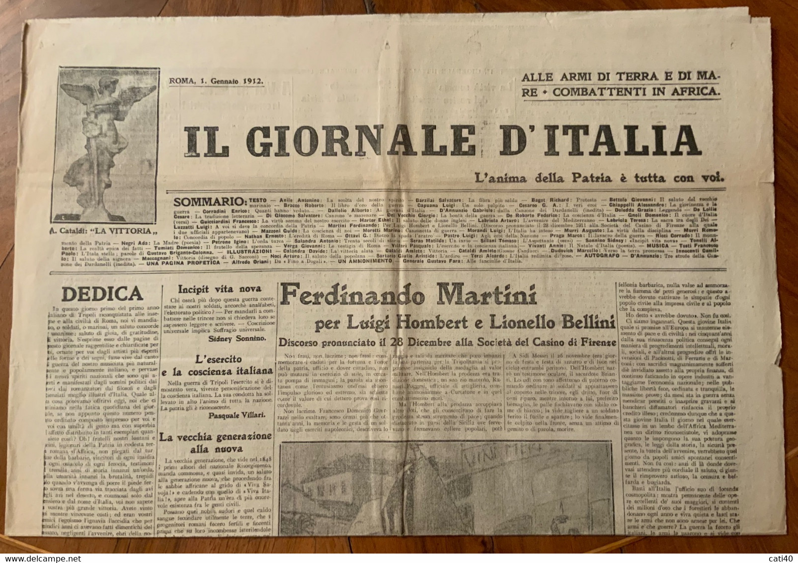 GUERRA ITALI-TURCA - IL GIORNALE D' ITALIA Del 1/1/1912 - NOTIZIE MILITARI - DUDOVICH :VERSO LA TERRA PROMESSA Ed Altro. - First Editions