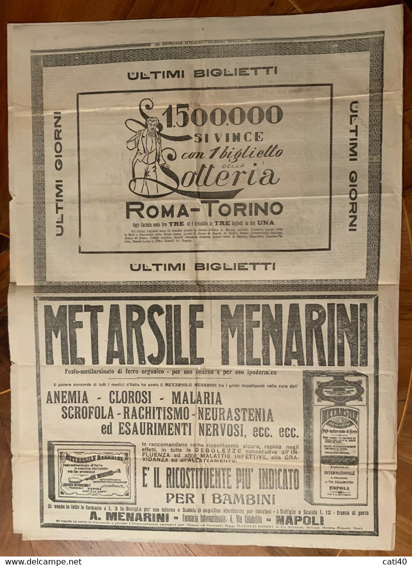 GUERRA ITALI-TURCA - IL GIORNALE D' ITALIA Del 1/1/1912 - NOTIZIE MILITARI - DUDOVICH :VERSO LA TERRA PROMESSA Ed Altro. - First Editions