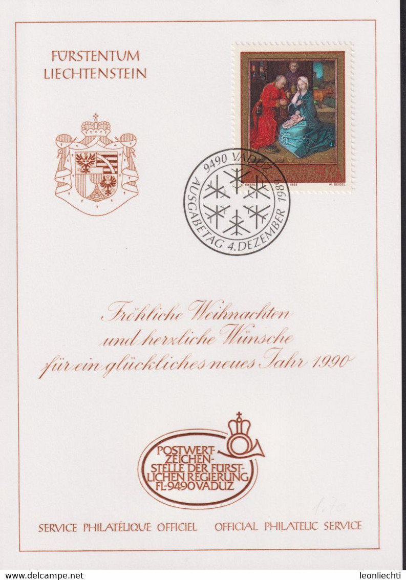 1989 Liechtenstein Offizielle Glückwunschkarte Nr. 23, Zum: LI 930, Mi: LI. 980 - Cartas & Documentos