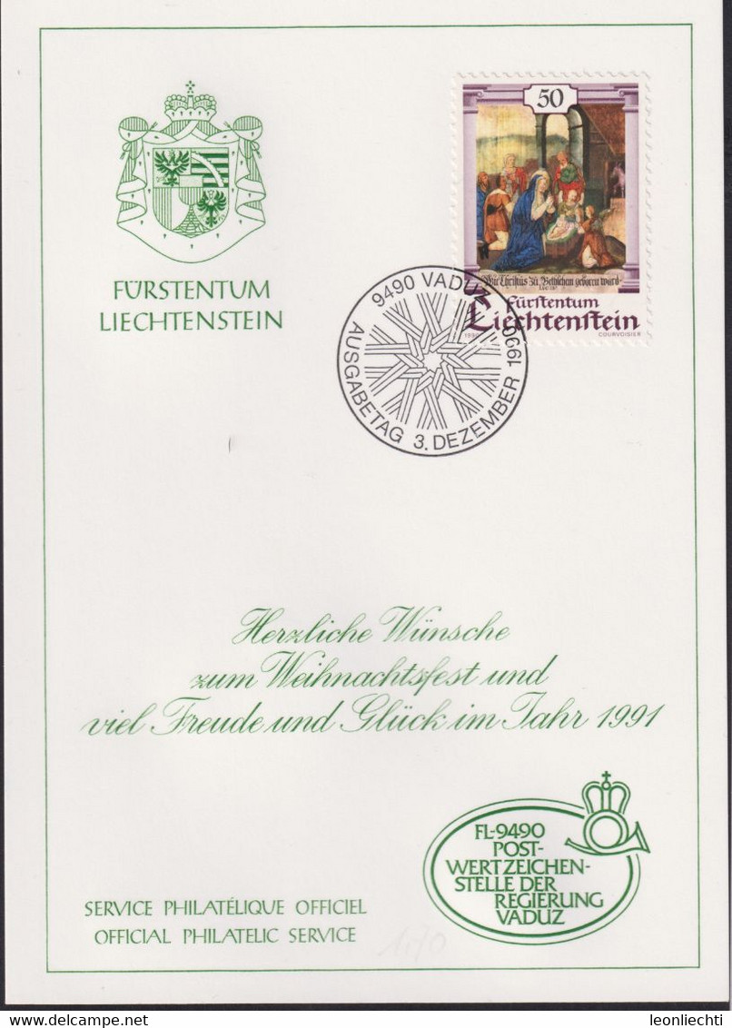 1990 Liechtenstein Offizielle Glückwunschkarte Nr. 24, Zum: LI 948, Mi: LI. 1006 - Cartas & Documentos