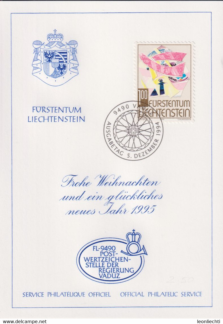 1994 Liechtenstein Offizielle Glückwunschkarte Nr. 28, Zum: LI 1040, Mi: LI. 1098 - Covers & Documents