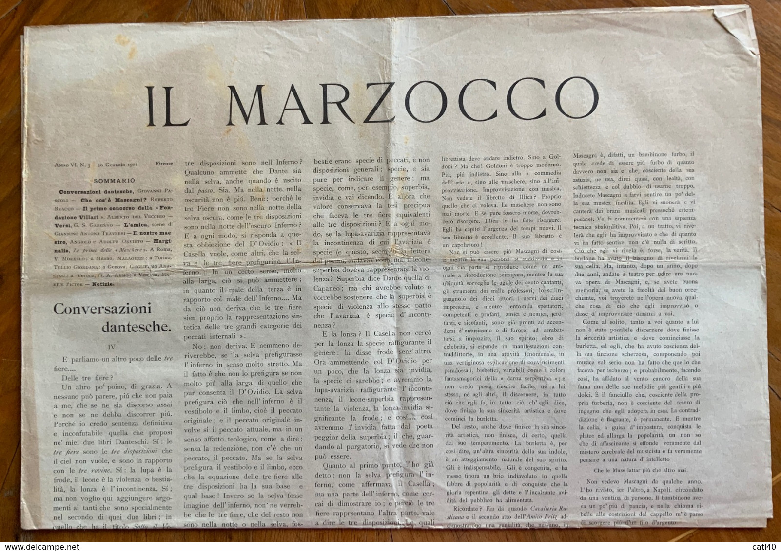 IL MARZOCCO Del 30/1/1901 - CONVERSAZIONI DANTESCHE ....RARE  PUBBLICITA' D'EPOCA .. - First Editions