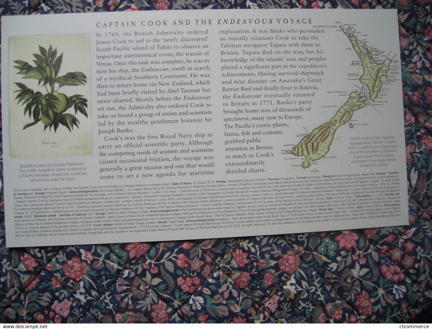 FDC Captain Cook And The Endeavour Voyage, Joseph Banks Naturalist - 2011-2020 Ediciones Decimales