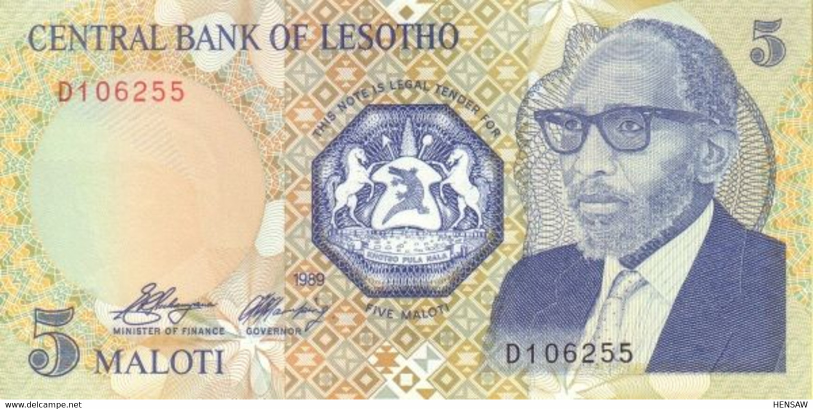 LESOTHO 5 MALOTI 1989 P 10 UNC SC NUEVO - Lesotho
