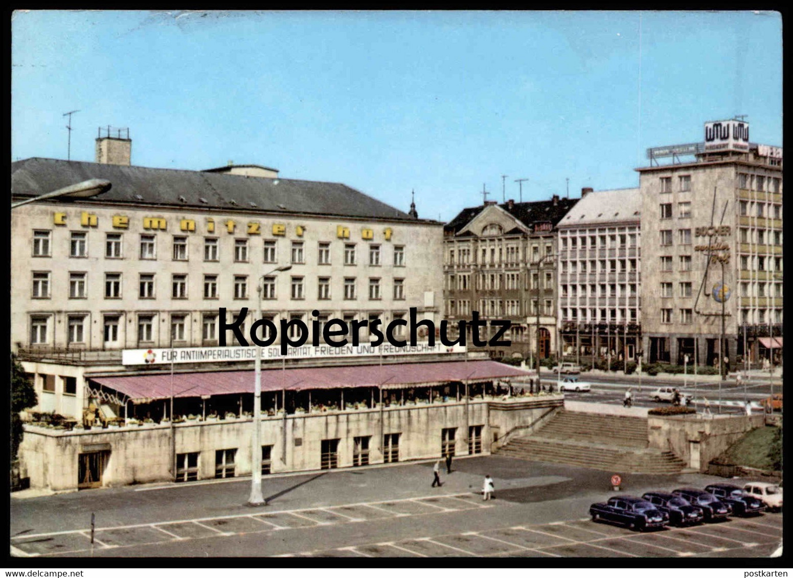 ÄLTERE POSTKARTE KARL-MARX-STADT INTERHOTEL CHEMNITZER HOF FÜR ANTIMPERIALISTISCHE SOLIDARITÄT Hotel  Chemnitz Postcard - Chemnitz (Karl-Marx-Stadt 1953-1990)