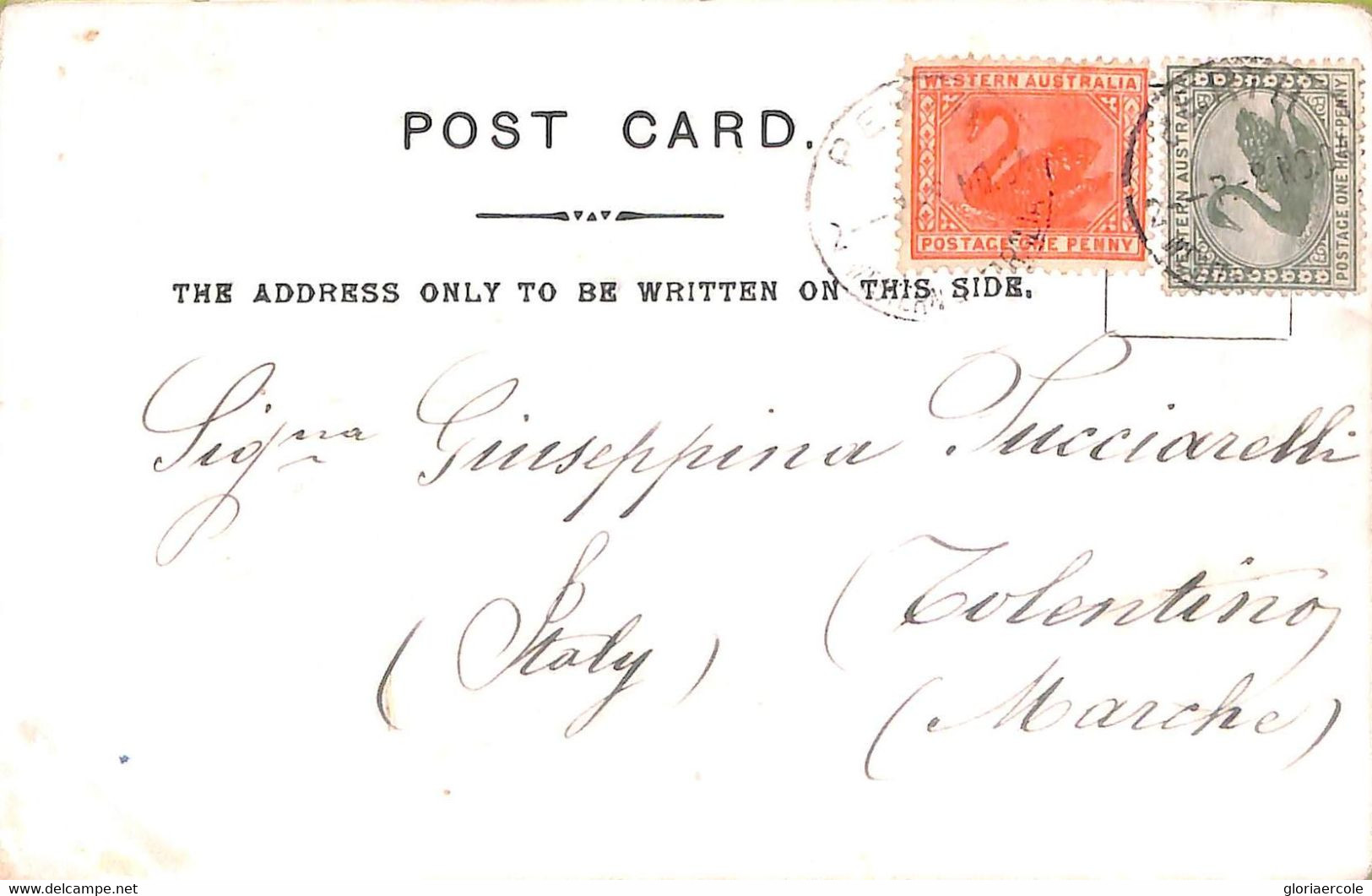 Ac6715 - WESTERN AUSTRALIA  - Postal History - POSTCARD From PERTH To ITALY 1904 - Brieven En Documenten