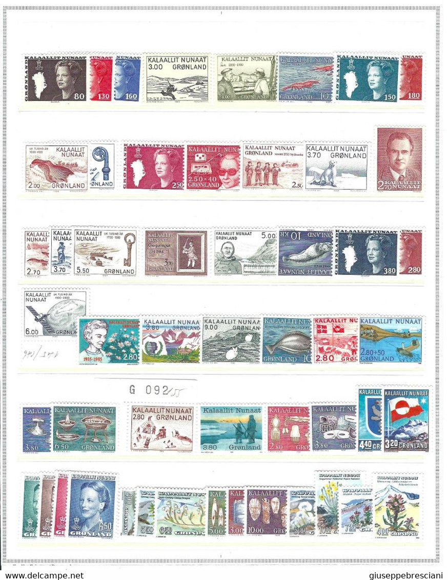 GROENLANDIA 1957-92 - Selezione Di 100 Francobolli Nuovissimi - MNH - Da Un 30 A Un 212 - Lots & Serien