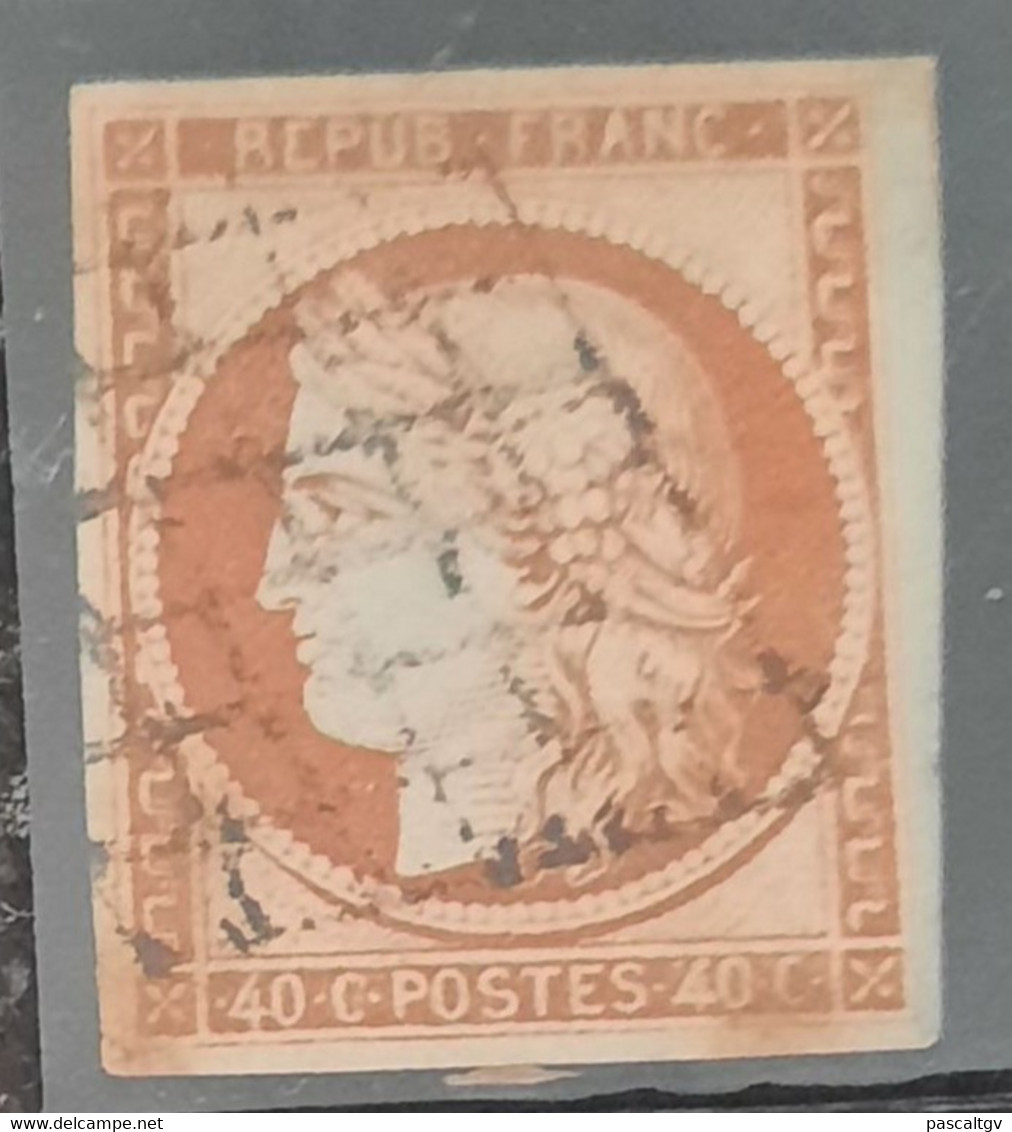 FRANCE - 1850 - "Cérès - 40c Orange - N° 5 - Signé (cote 500.00) - - 1849-1850 Ceres