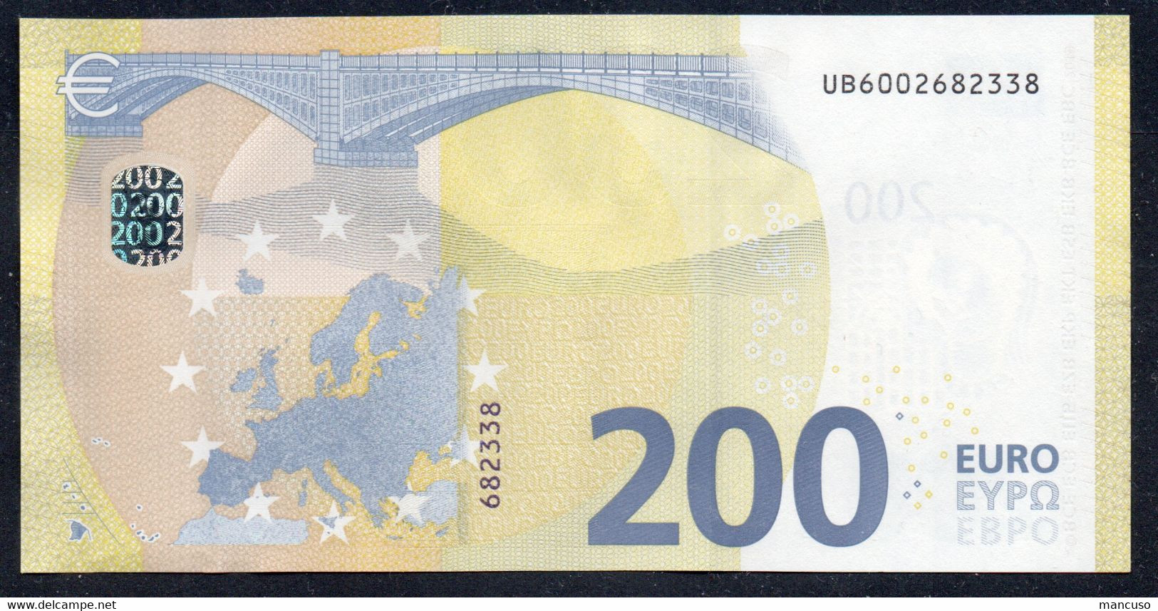 € 200  FRANCE  UB U001  Ch "00"  DRAGHI  UNC - 200 Euro