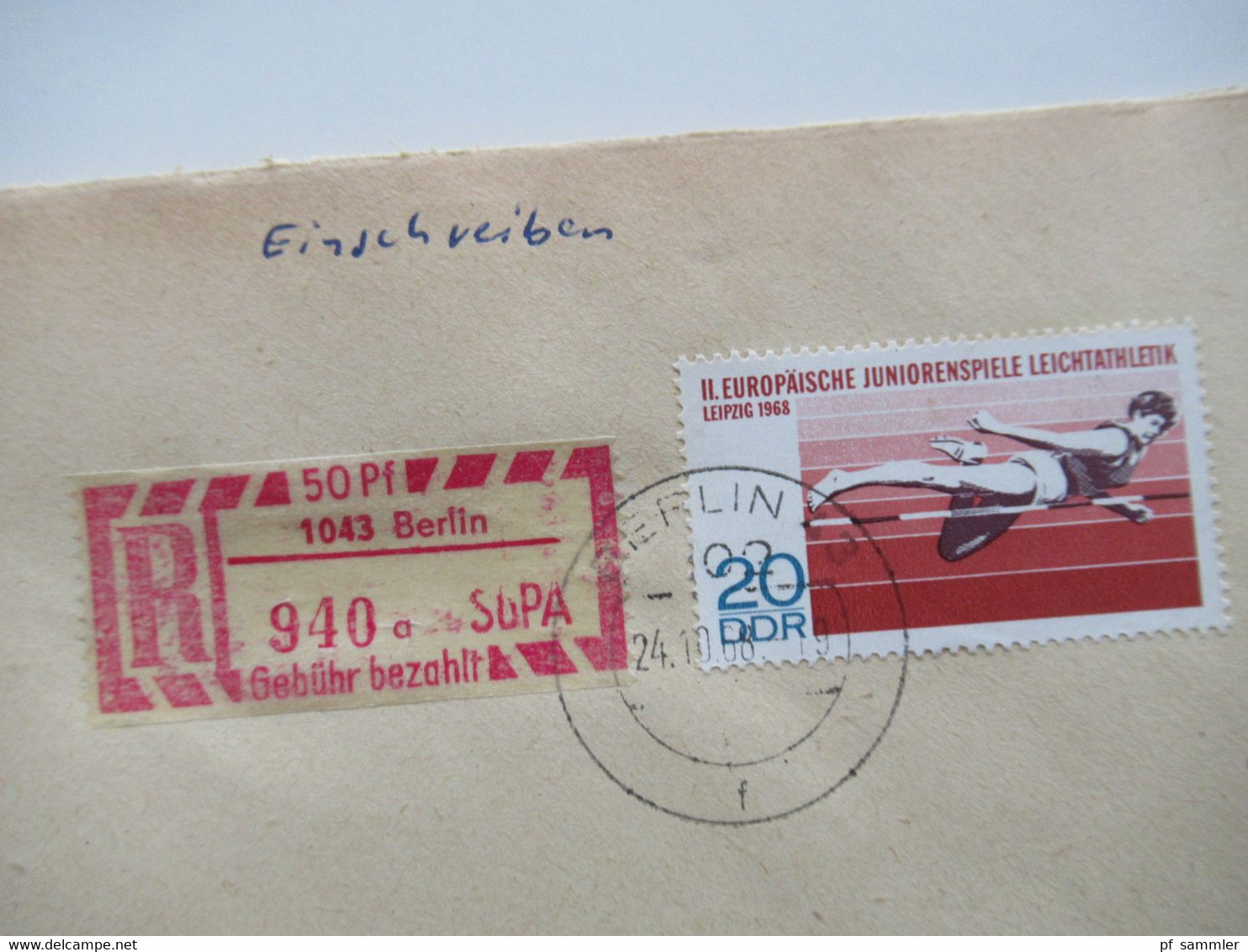 DDR 1968 Einschreiben / Reko Belege SbPA (Selbstbucher Postamt) Berlin Einschreibemarke Nr.2 Insgesamt 13 Belege - Covers & Documents