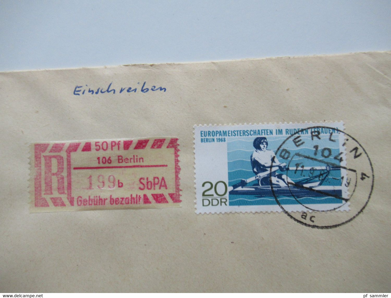DDR 1968 Einschreiben / Reko Belege SbPA (Selbstbucher Postamt) Berlin Einschreibemarke Nr.2 insgesamt 13 Belege