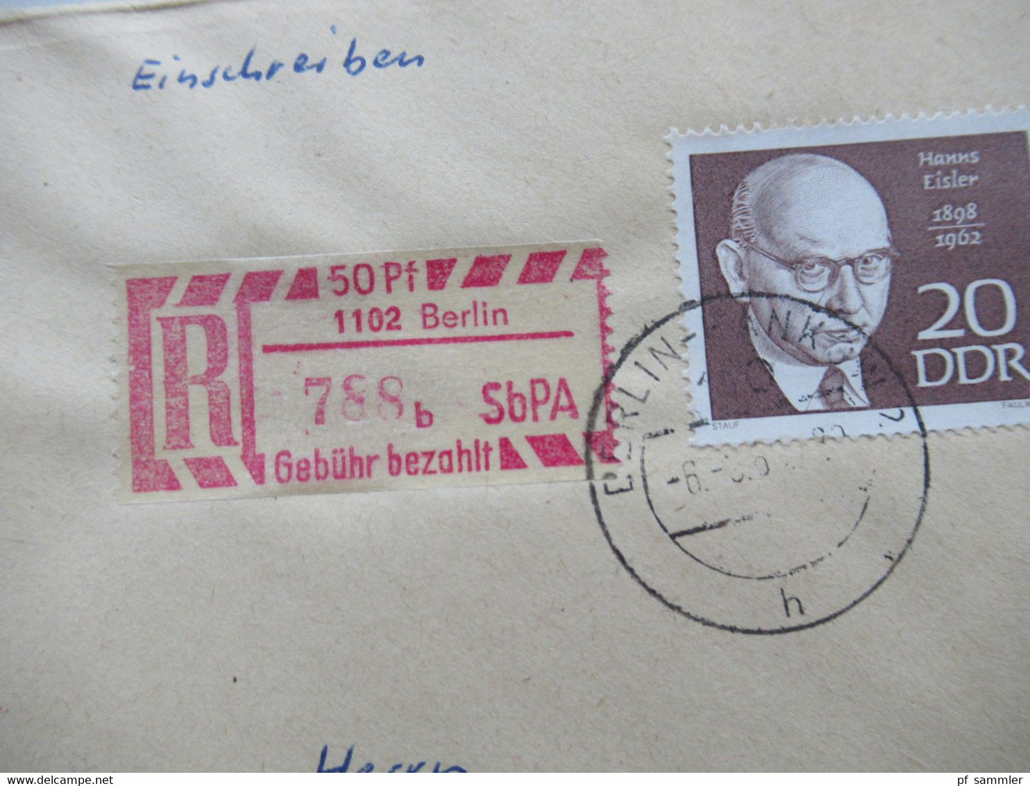 DDR 1968 Einschreiben / Reko Belege SbPA (Selbstbucher Postamt) Berlin Einschreibemarke Nr.2 insgesamt 13 Belege