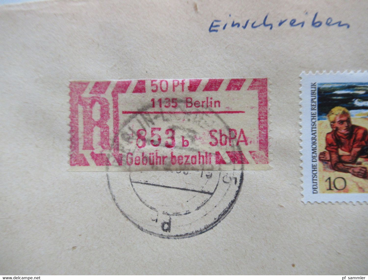 DDR 1968 Einschreiben / Reko Belege SbPA (Selbstbucher Postamt) Berlin Einschreibemarke Nr.2 insgesamt 13 Belege