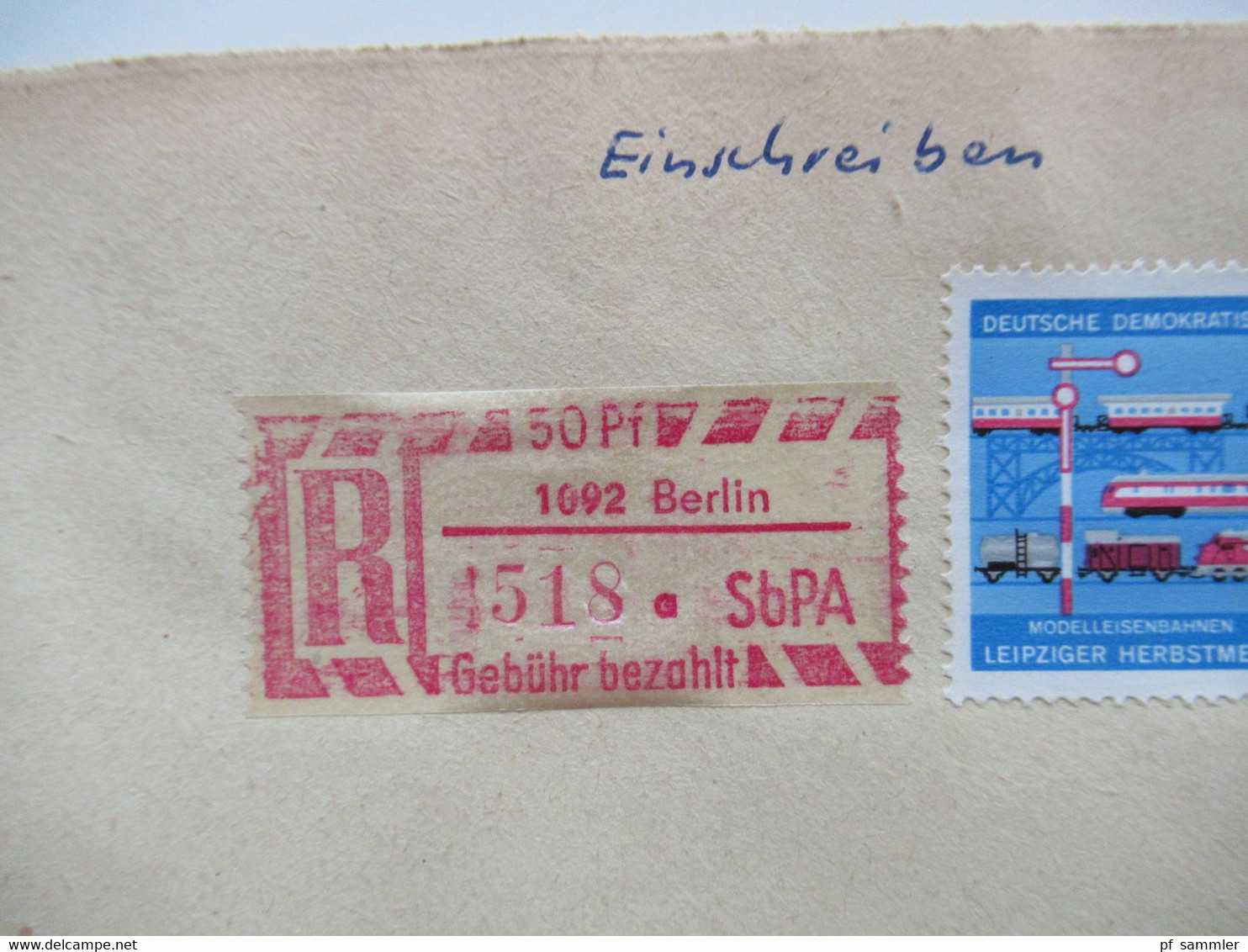 DDR 1968 Einschreiben / Reko Belege SbPA (Selbstbucher Postamt) Berlin Einschreibemarke Nr.2 insgesamt 13 Belege