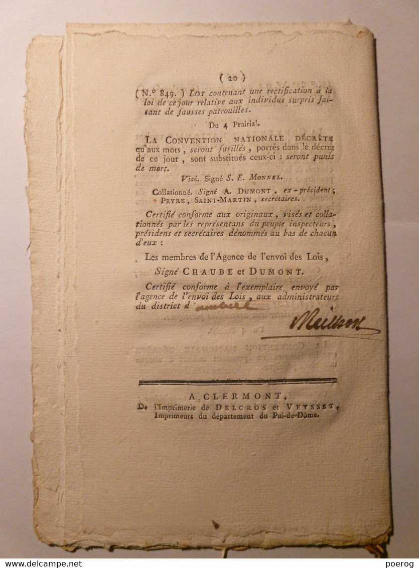 BULLETIN DES LOIS De 1795 - PRAIRIAL AN III - ASSASSINAT FERAUD FACTION FAUBOURG ANTOINE REPRESSION INTERDICTION FEMMES - Decreti & Leggi