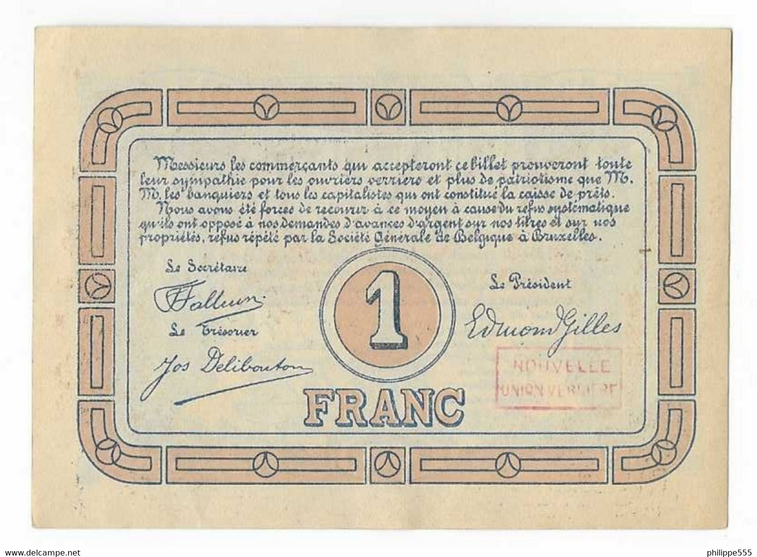 Noodgeld 1 Frank Lodelinsart - 1-2 Francos