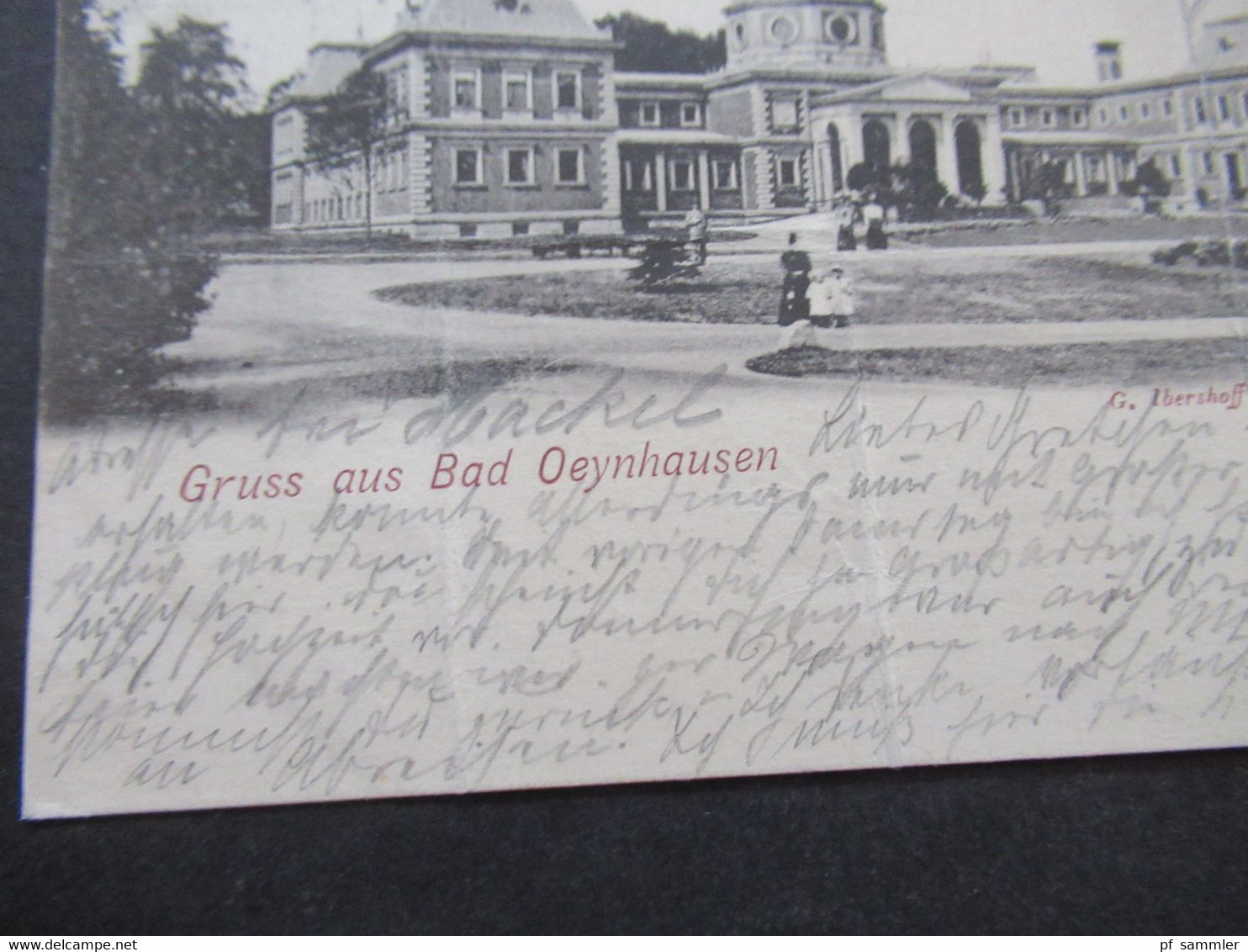 DR 1899 AK Gruss Aus Bad Oeynhausen Soolbad Auslands PK In Die Schweiz Mit Ank. Stp. Rasierklingen Stempel Zurich - Bad Oeynhausen