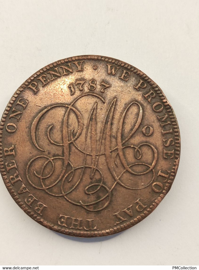 JETON 1 PENNY WE PROMISE TO PAY THE BEARER 1787 PAYS DE GALLES ROYAUME UNI - Professionals/Firms