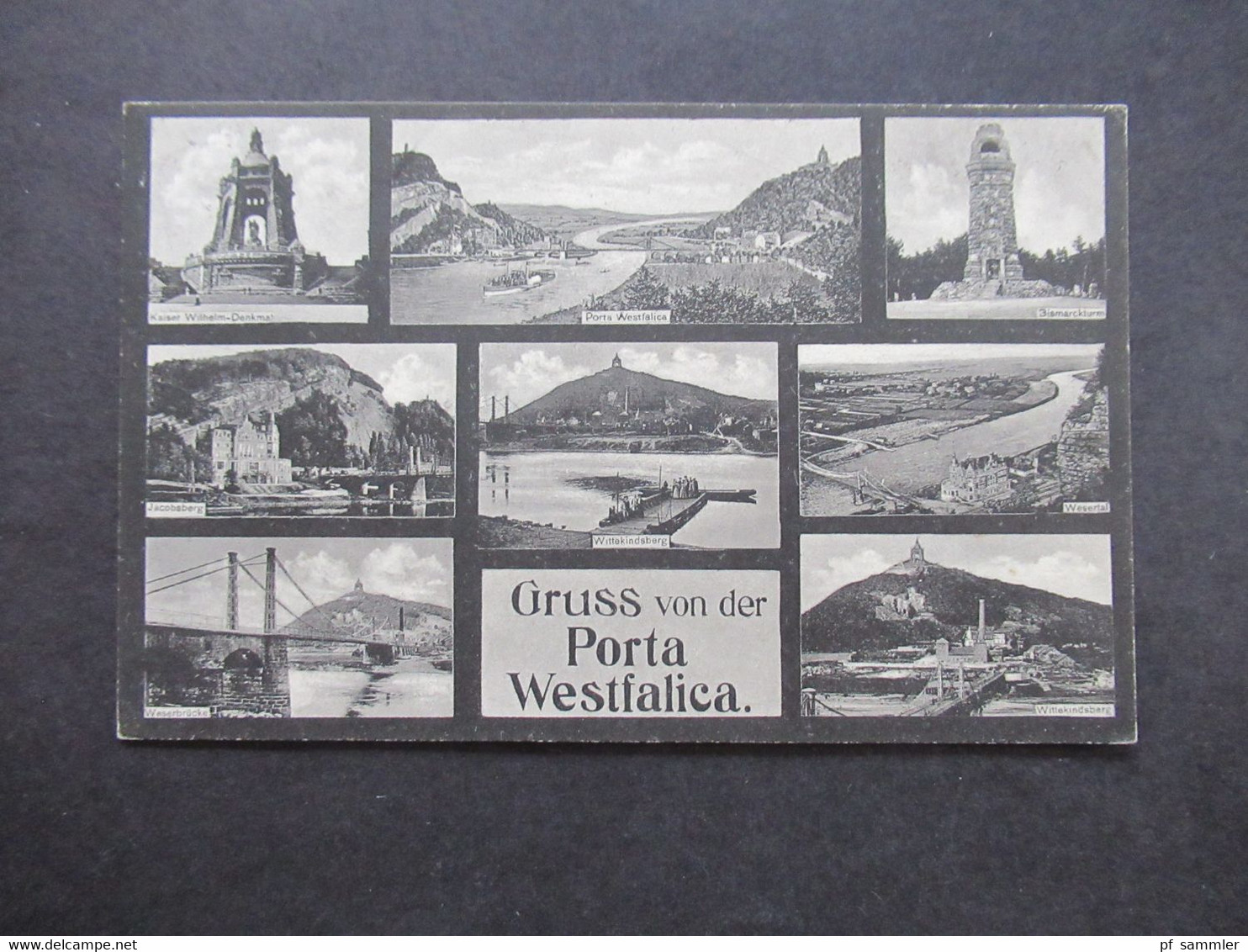 Deutsches Reich 1928 Mehrbild AK Gruss Von Der Porta Westfalica Mit Kaiser Wilhelm Denkmal / Weserbrücke Usw. - Porta Westfalica