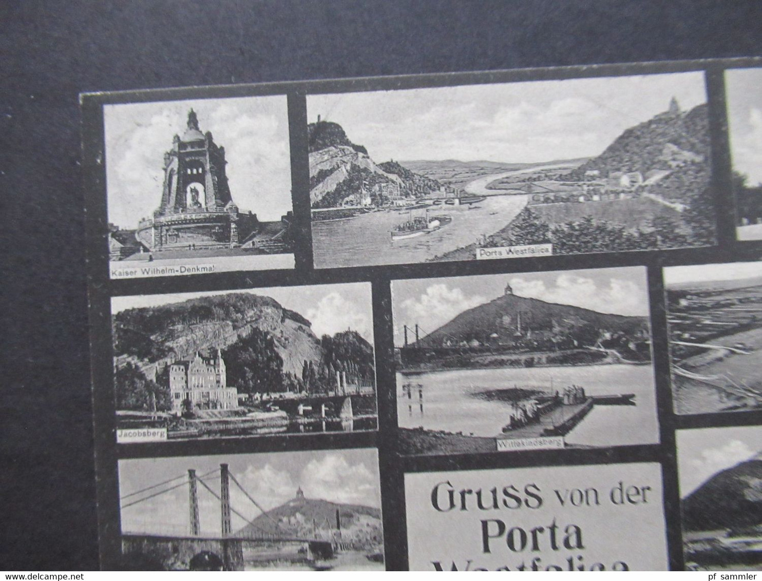 Deutsches Reich 1928 Mehrbild AK Gruss Von Der Porta Westfalica Mit Kaiser Wilhelm Denkmal / Weserbrücke Usw. - Porta Westfalica