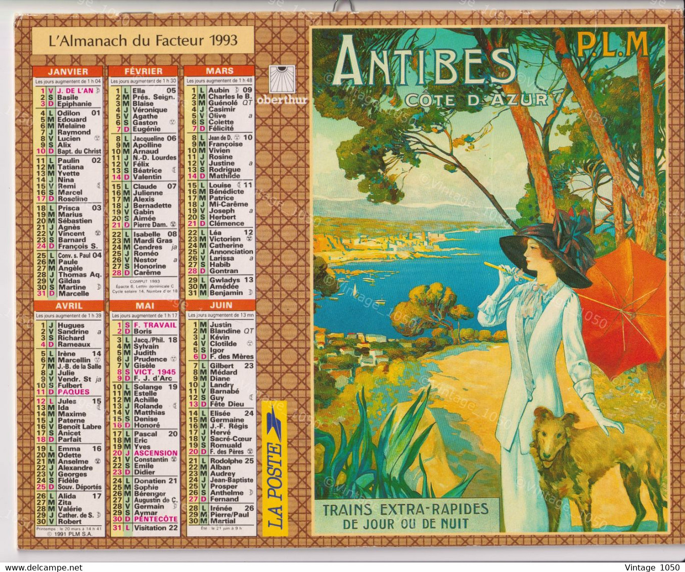 ✅L'ALMANACH Du Facteur -1993- La Poste -DEPT 59- NORD -Editions Oberthur +/-21cm X 26cm + Anneau #230201 - Grand Format : 1991-00