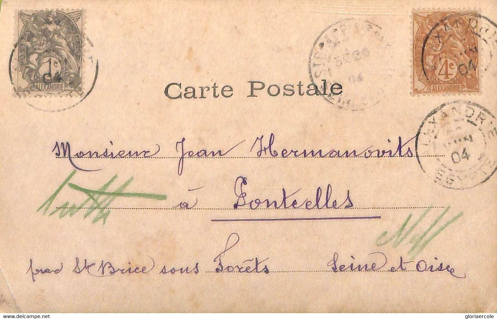 Ac6584  - ALEXANDRIE Egypt - Postal History -  POSTCARD To FRANCE  1904 - Brieven En Documenten