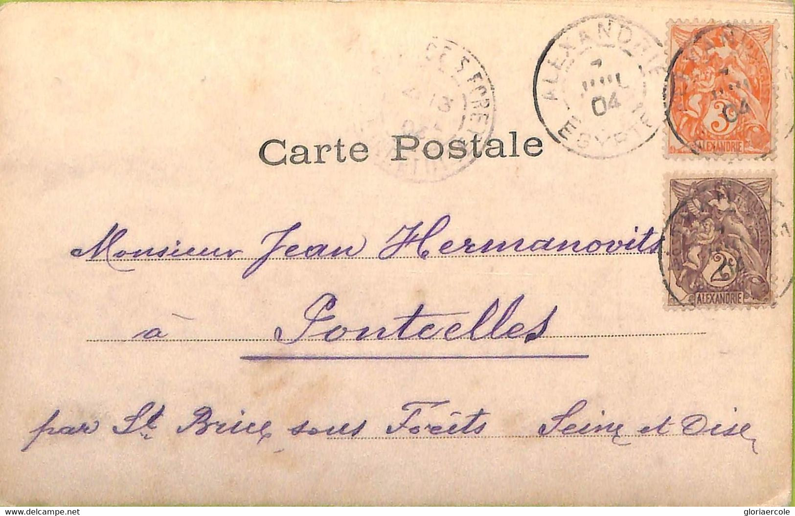 Ac6586  - ALEXANDRIE Egypt - Postal History -  POSTCARD To FRANCE  1904 - Covers & Documents