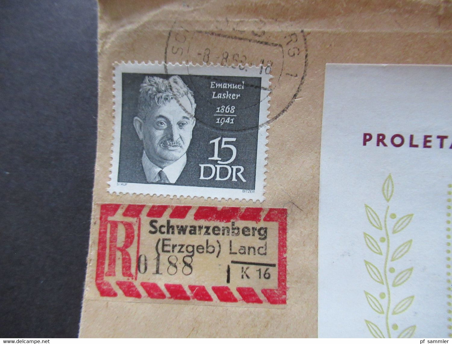 DDR 1968 Block 27 EF / ZD Einschreiben z.B. R-Zettel Pöhla über Schwarzenberg (Erzgebirge) insgesamt 3 Belege!!