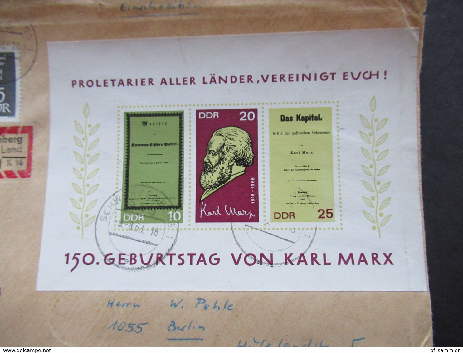 DDR 1968 Block 27 EF / ZD Einschreiben z.B. R-Zettel Pöhla über Schwarzenberg (Erzgebirge) insgesamt 3 Belege!!