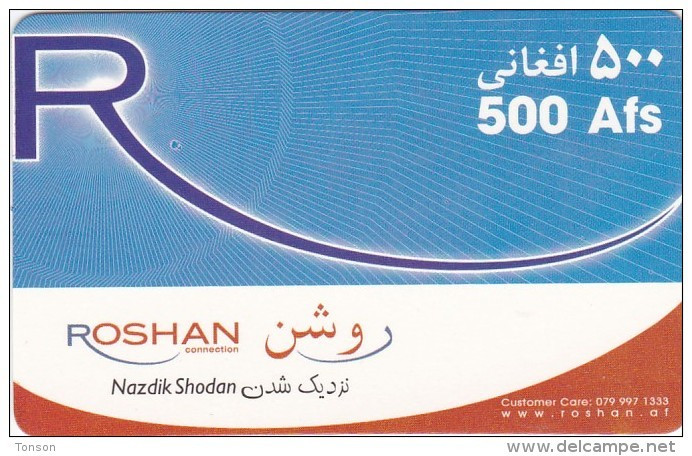 Afghanistan, AFG-PC-REF-ROS-NS-004, 500 Afs, Roshan (Mobile Refill), 2 Scans. - Afghanistan