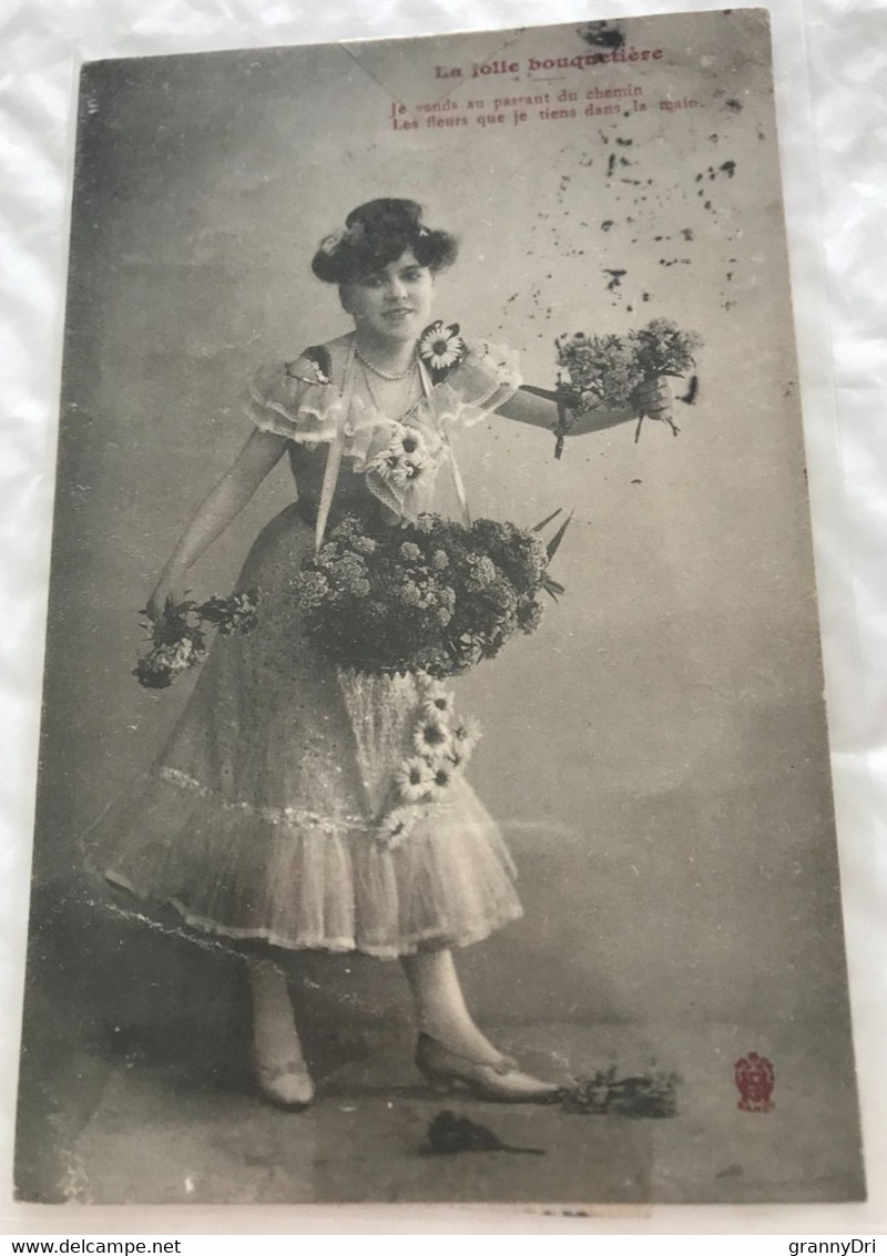 Jolie Bouquetiere  1904 Panier De Fleurs Bouquets - Marchands