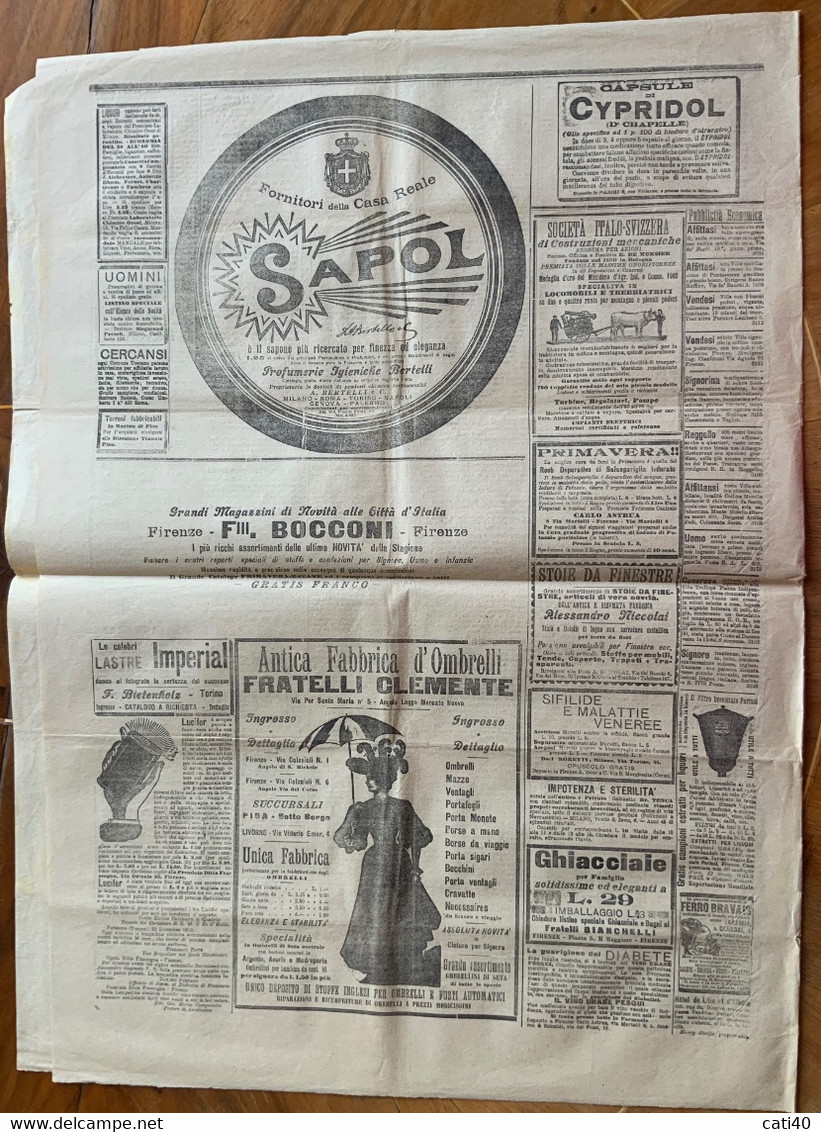 GIORNALE - LA NAZIONE Del 11.12 MAGGIO 1903 - I SOVRANI A FIRENZE - EDIZIONE SPECIALE CON RARA PUBBLICITA' D'EPOCA - First Editions