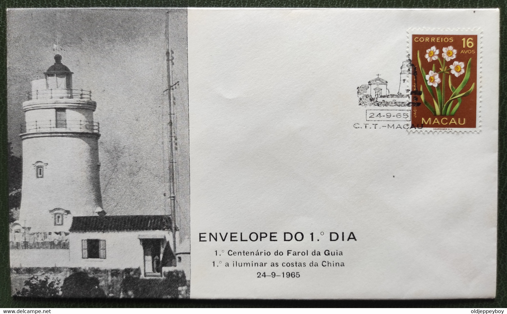 PORTUGAL  MACAU CHINA MACAO FDC 1965 CENTENÁRIO DO FAROL DA GUIA - Cartas & Documentos