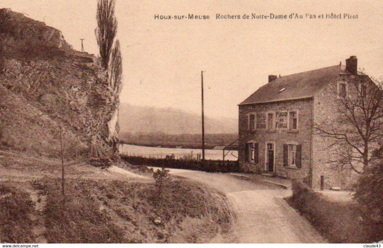 Houx-sur-Meuse Rocher De Notre-dame D'Au Pas Et Hotel Pirot Voyagé En 1929 - Yvoir